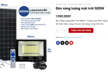 Giá sản phẩm đèn năng lượng mặt trời 500W hàng cao cấp rất tốt